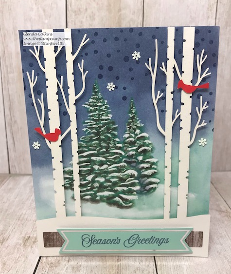 This is the Paper Pumpkin Kit for October 2019; it features the Winter Woods card kit. Details to become a Paper Pumpkin Subscriber are on my blog here: https://wp.me/p59VWq-auP #stampinup #paperpumpkin #thestampcamp #kits