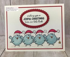 This super cute chick is part of the Birds of a Feather stamp set from Stampin' Up! Details on my blog here: https://wp.me/p59VWq-axO #stampinup #thestampcamp #christmas #birdsofafeather
