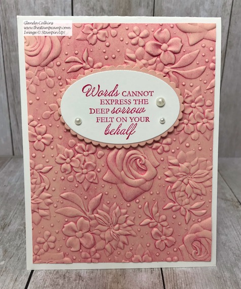 These cards feature the Brayered Embossing Folders technique. The embossing Folder used was the Country Floral embossing Folder. Details on my blog here: https://wp.me/p59VWq-awH #stampinup #countryfloral #thestampcamp