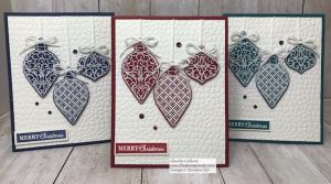 The ornaments on this card are from the Gleaming Ornaments punch pack from Stampin' Up! It is part of the Christmas Gleaming Bundle. Details are on my blog here: https://wp.me/p59VWq-awQ #stampinup #thestampcamp #christmas #ornaments