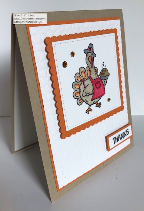 Tom Turkey says Happy Thanksgiving from the Birds of a Feather stamp set. Details on my blog here: https://wp.me/p59VWq-aAe #stampinup #thestampcamp #Thanksgiving