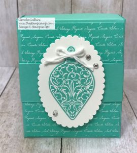 A beautiful box all wrapped up for Christmas. What's inside? A Gingerbread Man Bath Bomb from Bath & Body Works! Details on my blog here: https://wp.me/p59VWq-aBD . #thestampcamp #stampinup #christmasgift #handmade