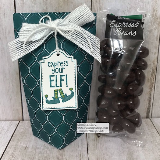 Day 7 in my 12 Days of Christmas Gift Giving Ideas. Today's gift is a pouch to hold the Starbucks Espresso Beans! Yum! Details on my blog here: https://wp.me/p59VWq-aBN #stampinup #thestampcamp #treatholder #christmas