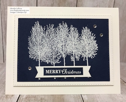 The Winter Woods stamp set is perfect for Christmas Cards as well as winter birthdays or weddings. Details on my blog here: https://wp.me/p59VWq-aDm #stampinup #thestampcamp #winter #chirstmas