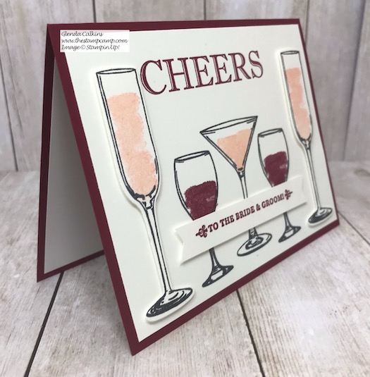 Cheers to the Bride and Groom! The Sip Sip Hooray stamp set is perfect for so many different occasions. Details on my blog here: https://wp.me/p59VWq-aFw #stampinup #brideandgroom #thestampcamp