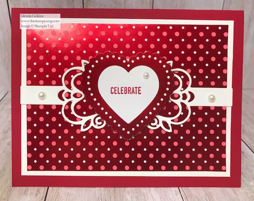 From My Heart Specialty Designer Series Paper One Sheet Wonder technique. Details on my blog here: https://wp.me/p59VWq-aIs #stampinup #heartfeltbundle #thestampcamp #hearts