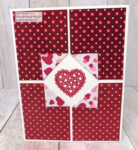 From My Heart Specialty Designer Series Paper One Sheet Wonder technique. Details on my blog here: https://wp.me/p59VWq-aIs #stampinup #heartfeltbundle #thestampcamp #hearts
