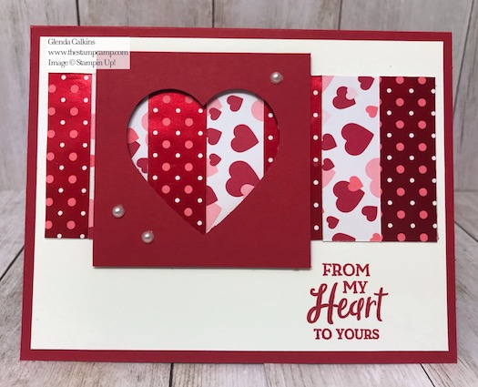 From My Heart Specialty Designer Series Paper One Sheet Wonder technique. Details on my blog here: https://wp.me/p59VWq-aIs #stampinup #heartfeltbundle #thestampcamp #hearts