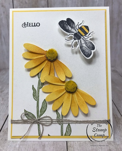 Tuesday's Tips and Techniques is creating a Coneflower and a Wobble Bee. See my blog for details here: https://wp.me/p59VWq-aMZ . #stampinup #wobbles #thestampcamp #daisypunch