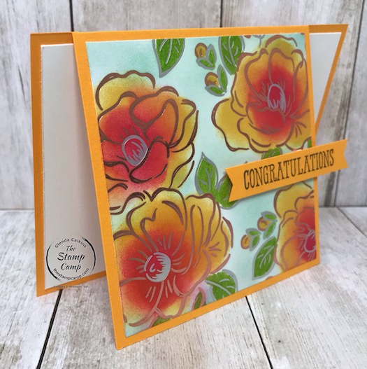 Flowering Foils Fun Fold card from Stampin' Up! Details are on my blog here: https://wp.me/p59VWq-aSR . #stampinup #floweringfoils #thestampcamp #saleabration