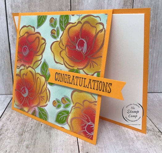 Flowering Foils Fun Fold card from Stampin' Up! Details are on my blog here: https://wp.me/p59VWq-aSR . #stampinup #floweringfoils #thestampcamp #saleabration