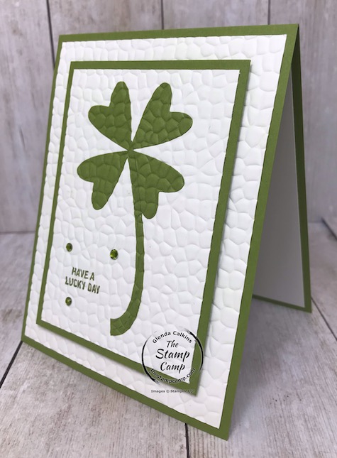 St. Patrick's Day is just around the corner; create this card with just a few items you probably already have on hand. Details are on my blog here: https://wp.me/p59VWq-aQ8 #punches, #dies, #embossing #thestampcamp #stampinup