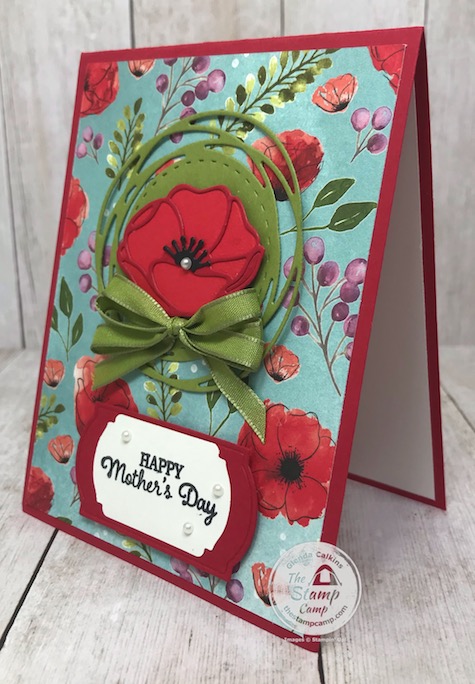 Peaceful Moments Bundle Mother's Day Card; part of a mystery card challenge I was in. Details can be found on my blog here: https://wp.me/p59VWq-aVV #stampinup #mysterycard #thestampcamp #Poppymomentsdies