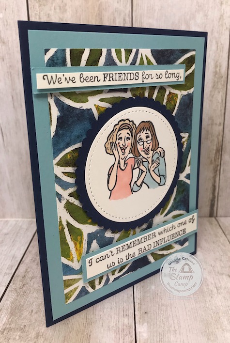 The Young At Heart Stamp Set features a huge cake, girls having fun, and happy chatter. Because some things never change. This set is retiring June 2, 2020. Details are on my blog here: https://wp.me/p59VWq-aXU #stampinup #retiredyoungatheart #thestampcamp