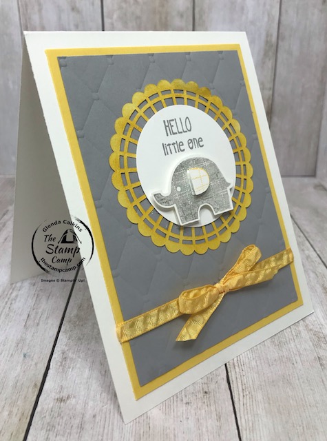 The little Elephant stamp set and coordinating elephant punch create the perfect baby card, shower invitation, children's birthday cards etc. Details are on my blog here: https://wp.me/p59VWq-aYg. #stampinup #elephant #thestampcamp #babycard