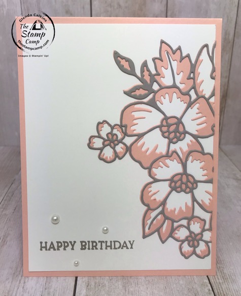 This is the Split Die Technique using the Blossoms in Bloom Bundle from Stampin' Up! This bundle is so versatile and there are so many techniques you can do with this bundle you will wonder why you haven't tried them yet. Details on this technique and the bundle are on my blog here: https://wp.me/p59VWq-blg #stampinup #blossomsinbloom #thestampcamp #techniques