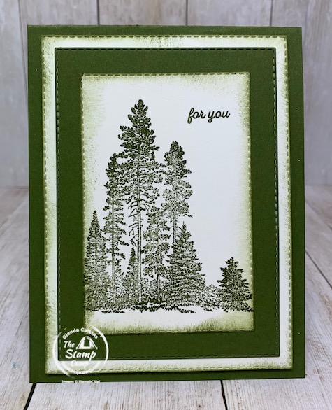 Do you care to take a guess at Which Stampin' Up! Stamp Set has this grouping of trees? When I saw this image I immediately thought of a masculine card and I love the Stitched Rectangle dies. You can create a quick and easy masculine card in no time and the Mossy Meadow ink and card stock color is perfect. Details are on my blog here: https://wp.me/p59VWq-bmi. #masculine #stampinup #thestampcamp #campology