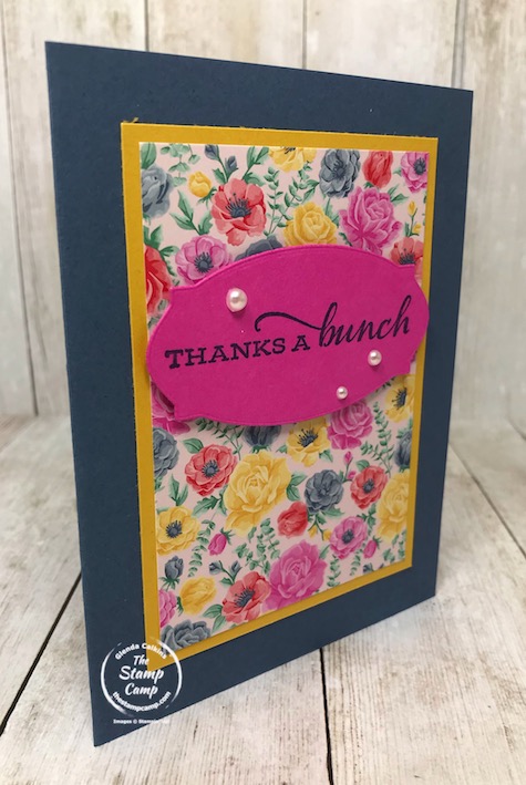 The Flowers for Every Season Designer Series Paper paired with the Celebrate Sunflowers bundle is a perfect match and the color combinations are beautiful. The Flowers for Every Season Designer Series Paper Pack features the New In Colors: Bumblebee, Misty Moonlight, Magenta Madness, Cinnamon Cider, Just Jade; plus Poppy Parade and Whisper White. Details for this card can be found on my blog here: https://wp.me/p59VWq-bl2 #stampinup #flowersforeveryseason #thestampcamp