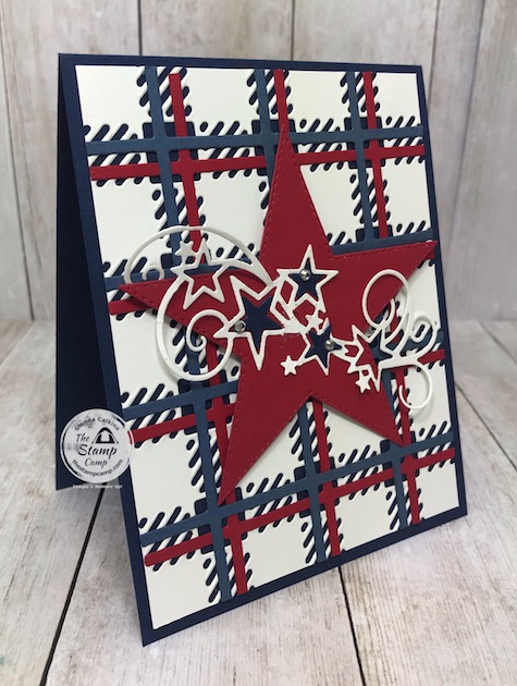 The Best Plaid Builder Dies are my go to dies when I don't have a particular stamp set for an occasion. I think a plaid background can be used for any occasion; just change up the colors of the plaids to whatever color your occasion is calling for. In this instance it was the 4th of July; add a few stars and you have yourself a 4th of July card. Details are on my blog here: https://wp.me/p59VWq-bk4. #stampinup #bestplaiddies #thestampcamp #4thofjuly