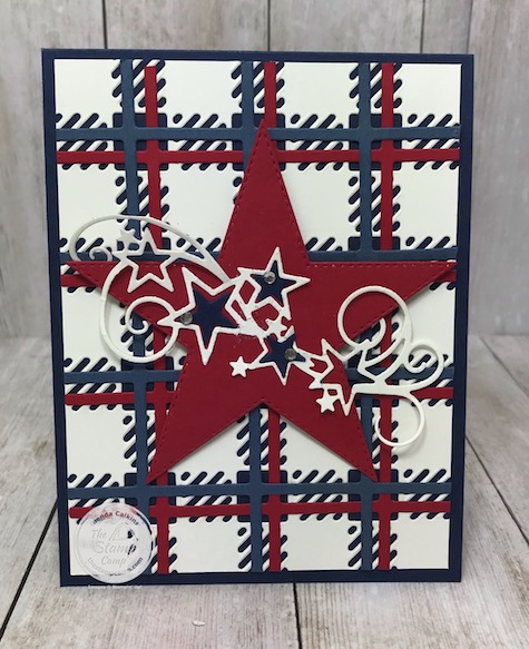 The Best Plaid Builder Dies are my go to dies when I don't have a particular stamp set for an occasion. I think a plaid background can be used for any occasion; just change up the colors of the plaids to whatever color your occasion is calling for. In this instance it was the 4th of July; add a few stars and you have yourself a 4th of July card. Details are on my blog here: https://wp.me/p59VWq-bk4. #stampinup #bestplaiddies #thestampcamp #4thofjuly