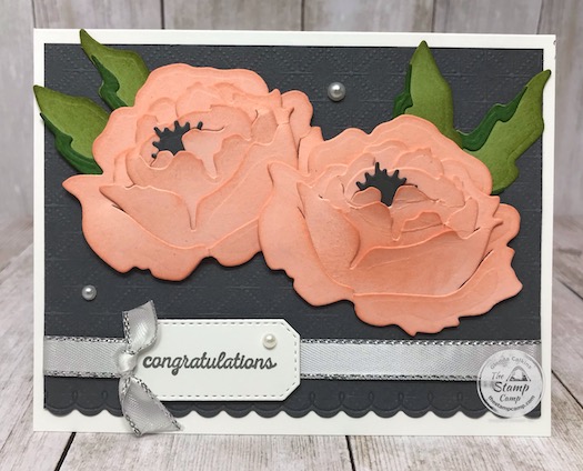 The Prized Peony Bundle from Stampin' Up! is so pretty and fun to work with. The dies are so easy to assemble and the Peony is almost 3D with all the layering. Add a little sponging to the flower before assembling and it comes together in a beautiful flower. Details are on my blog here: https://wp.me/p59VWq-bkB. #stampinup #thestampcamp #prizedpeony