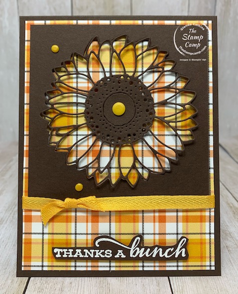 Here is another peek-a-boo window card using the Celebrate Sunflowers Bundle. I love to create windows with dies or framelits as I did with this card. The Celebrate Sunflowers is my featured stamp set for August 2020. Details can be found on my blog here: https://wp.me/p59VWq-bpg. #stampinup #celebratesunflowers #thestampcamp #technique