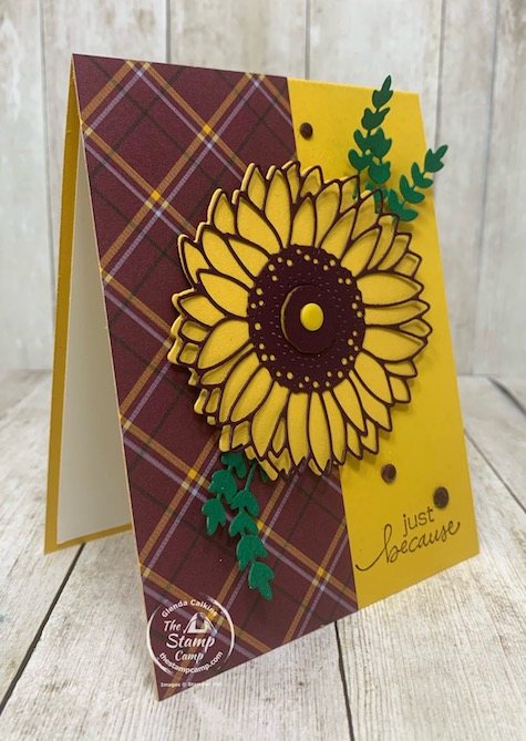 Color Challenge! Do you enjoy a Color Challenge? This week I posted a color challenge on my team facebook page Creating with Team Stamp Camp and the color challenge was to use Blackberry Bliss, Crushed Curry and Shaded Spruce with a neutral. I had a strip of left over Designer Paper and since the Celebrate Sunflower bundle is my featured stamp set this month I went with it. Details are on my blog here: https://wp.me/p59VWq-boq. #stampinup #thestampcamp #celebratesunflowers