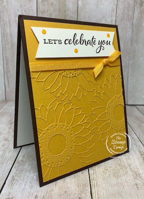 The Celebrate Sunflowers is my featured bundle for August. Each and every Thursday night is August 2020 I go live on my Facebook page or YouTube Channel bringing you another card or project using it. This is what I call a creating a textured background with Intricate Dies. Details are on my blog here: https://wp.me/p59VWq-bpV. #stampinup #celebratesunflowers #thestampcamp