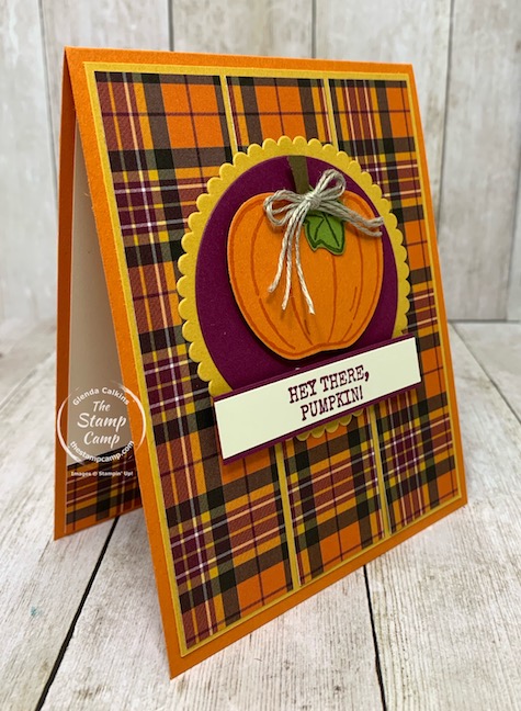 Sorry to say it is getting that time of the year when we start thinking about back to school, apples and pumpkins. When I saw the sketch challenge on the Creating with Team Stamp Camp Facebook page I knew right away I was going to use the Harvest Hellos stamp set and punch. Details are on my blog here: https://wp.me/p59VWq-bq9. #stampinup #harvesthellos #thestampcamp #fall