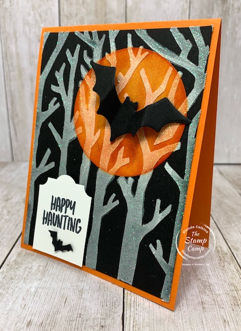 Tuesday's Tips and Techniques this week features the Shimmer White Embossing Paste with the Basic Pattern Decorative Masks. I chose the Spooky Trees Mask and paired it with the Halloween Magic Dies and the Banner Year stamp set. Details are on my blog here: https://wp.me/p59VWq-btZ. #stampinup #halloween #embossingpaste #thestampcamp