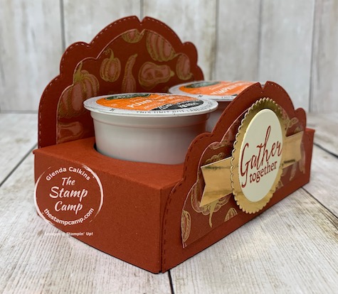 Make It Monday - Gather Together KCup Holder for a special little gift. Join me at 11AM EST on my Facebook page or YouTube Channel "The Stamp Camp" to see how to create this fun little project. Details are on my blog here: https://wp.me/p59VWq-bwB. #stampinup #thestampcamp #makeitmonday #holder