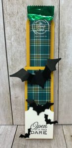 It's Make It Monday and today I have a treat holder for you using the Hallows Magic Night Bundle and it holds an Andes Mint Stick. Details and PDF file can be found on my blog here: https://wp.me/p59VWq-byi. #stampinup #thestampcamp #treatholder #papercrafting