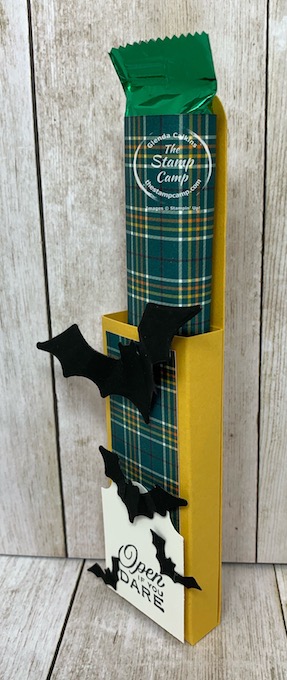 It's Make It Monday and today I have a treat holder for you using the Hallows Magic Night Bundle and it holds an Andes Mint Stick. Details and PDF file can be found on my blog here: https://wp.me/p59VWq-byi. #stampinup #thestampcamp #treatholder #papercrafting