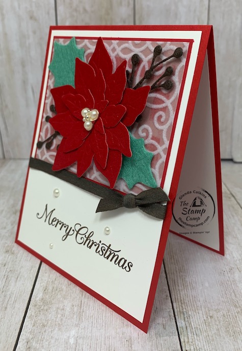 Have you ever tried the Red Velvet Paper or the Felt Sheets yet? They cut and emboss so pretty! With the Poinsettia Petals Bundle you can create some beautiful poinsettia and leaves because not only do they cut but emboss the image into the velvet or felt. Details can be found here: https://wp.me/p59VWq-bxA. #stampinup #thestampcamp #poinsettiapetals #christmas