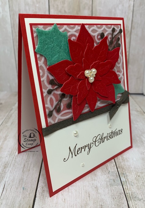 Have you ever tried the Red Velvet Paper or the Felt Sheets yet? They cut and emboss so pretty! With the Poinsettia Petals Bundle you can create some beautiful poinsettia and leaves because not only do they cut but emboss the image into the velvet or felt. Details can be found here: https://wp.me/p59VWq-bxA. #stampinup #thestampcamp #poinsettiapetals #christmas