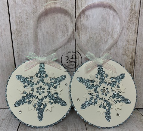 The Snowflake Wishes Bundle creates the perfect Christmas ornament for Christmas this year. You can use these for your Christmas Tags on your gifts and then they can put them on their tree for decorations. Details can be found on my blog here: https://wp.me/p59VWq-bxS. #stampinup #thestampcamp #snowflakes #ornament
