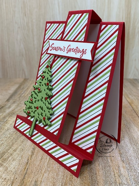It's Fun Fold Friday and today I have a Step card with a Twist to share with you. I found this fun fold on Splitcoast stampers and just had to give it a try. I'm doing a video so make sure to check out my YouTube channel for that; my channel is "The Stamp Camp". Details for this card are on my blog here: https://wp.me/p59VWq-byN. #thestampcamp #stampinup #funfold #christmas