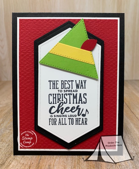 It is Make It Monday and this week it is creating an Elf Hat using the Stitched Triangle Dies from Stampin' Up! The sentiment is from the Christmas Means More stamp set which reminds me of the Christmas Movie Elf with Will Ferrell. #stampinup #thestampcamp #dies