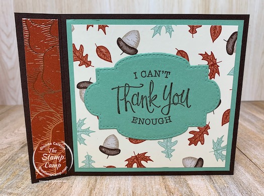 Have you ever tried the Book Binding Technique? This is a super easy technique and a great way to use up some Designer Series Papers you may have laying around. I wanted to use up my Gilded Autumn Specialty Paper and this card did the trick. #thestampcamp #stampinup #technique #designerpaper
