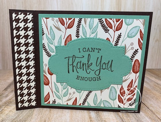 Have you ever tried the Book Binding Technique? This is a super easy technique and a great way to use up some Designer Series Papers you may have laying around. I wanted to use up my Gilded Autumn Specialty Paper and this card did the trick. #thestampcamp #stampinup #technique #designerpaper