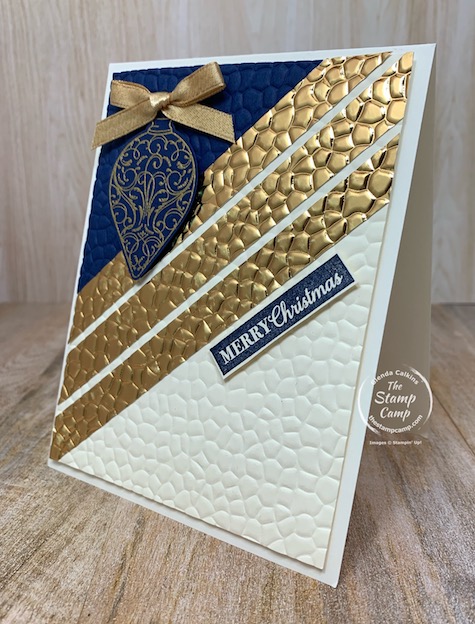 It's Saturday Sketch challenge and this week I used the sketch from Cas(e) this sketch. I used the Christmas Gleaming Bundle and the Hammered Metal embossing folder. I think it turned out pretty darn cute. #stampinup #thestampcamp #christmas #sketchchallenge