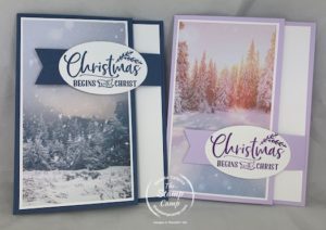 Fun Fold Friday - This week a super simple arm fold front flap. I paired this week's fun fold with the Feels Like Frost Specialty Designer Series Paper for some beautiful scenic cards for Christmas or change the sentiment for one of your choosing. #stampinup #thestampcamp #funfoldfriday #funfold