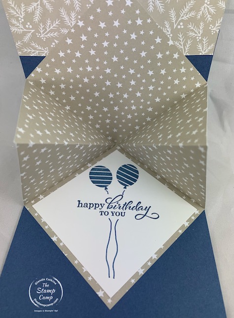Happy New Year or Happy Birthday either Way this Fun Fold Explosion Card is the perfect way to start off the New Year 2021! I've used a few different stamp sets on this card but it really is a quick and easy fun fold that is sure to leave a WOW! #thestampcamp #stampinup #funfoldfriday