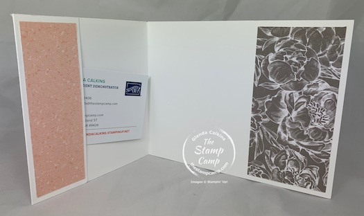 The Festive Post stamp set makes a great set to use for a Wedding or Anniversary Gift Card or Money Holder. The Peony Garden Designer Series Papers help to pull off this beautiful Gift Card or Money Holder. #thestampcamp #stampinup #peonygarden #moneyholder