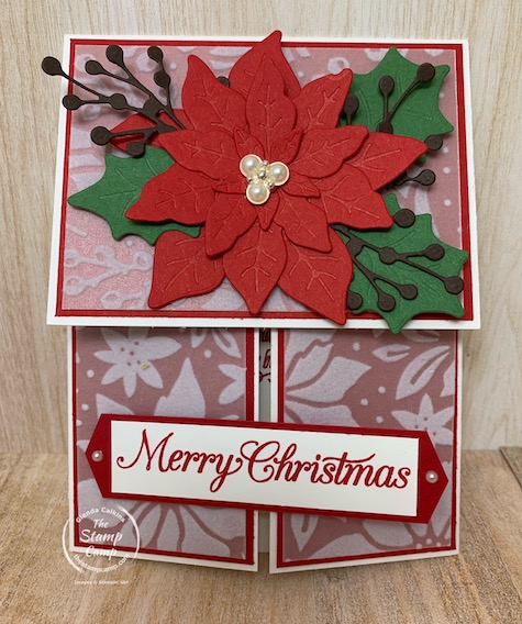 It's Fun Fold Friday and today I have the Double Dutch Fun Fold Card. This might be new to you or an old fun fold. Either way this is a fun card to create and with the Stampin' Up! Poinsettia Petals Bundle and the Stampin' Up! Plush Poinsettia Specialty Papers makes this card a stunner to be sure! #thestampcamp #stampinup #funfold #technique