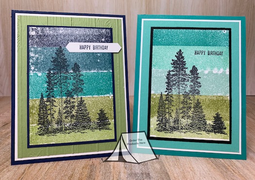 Have you ever tried the Painters Tape Technique for creating a scenic background? This was the first time I gave it a try and I really like how they turned out. After creating my background I pulled out my Campology stamp set and stamped that over the top. Pretty Cool technique! #stampinup #thestampcamp #technique
