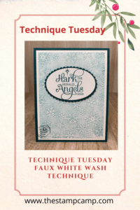 Have you ever tried the Faux White Wash Technique?&nbsp; This is what I'm calling this technique.&nbsp; I'm sure there are other names out there but when I completed this technique it reminded me of a white wash so that's what I'm going with. I paired the Winter Snow embossing folder with the Stampin 'Up! For Unto Us stamp set. #thestampcamp #stampinup #technique