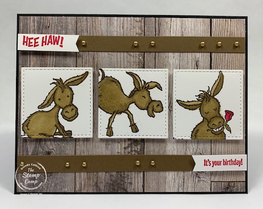 This Darling Donkey stamp set is FREE during Sale-a-bration which ends February 28, 2021. Place a min. $50.00 order (before shipping and tax) and you can choose this darling stamp set for FREE! This was created for the sketch challenge at splitcoaststampers. #thestampcamp #stampinup #saleabration #darlingdonkey