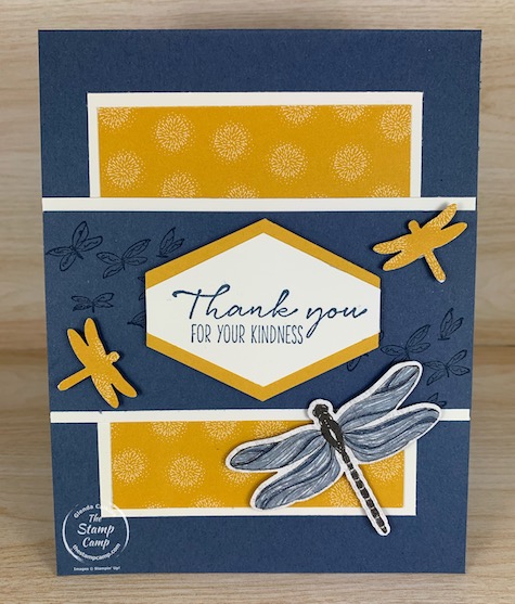 The Dandy Garden Suite of products from the January - June 2021 mini catalog is a hit! Have you gotten your bundle of products yet? The 6 X 6 Dandy Garden Designer Paper is beautiful and some sheets coordinate with the Dragonfly punch. #thestampcamp #stampinup #dandygarden #dragonfly
