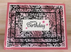 The new True Love Designer Series Paper is great to use with so many different techniques. It can be used as is or add a pop of color using the new Blending Brushes. This is the Triple Time Technique with Designer Paper. #stampinup #thestampcamp #glendasblog #tripletime